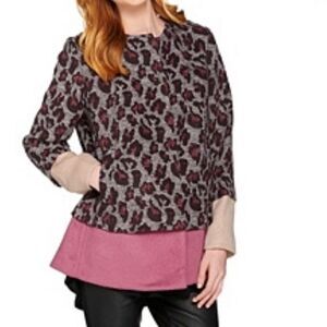 New LOGO by Lori Goldstein Animal Jacquard Coat 10